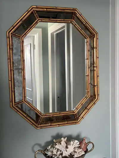  Vintage Chinoiserie Faux Bamboo mirror, View more
