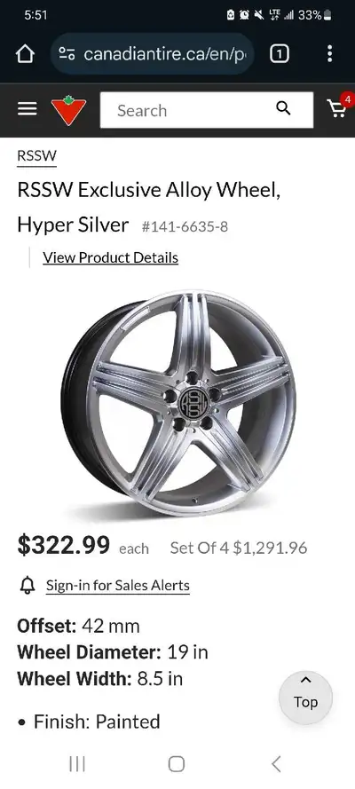Set of 4 Comes with universal sensors 19x8.5 Et 42 Hub 73.1mm 5×114.3 No curb rash Will fit many veh...