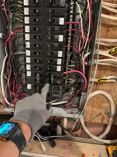 We are do all electrician service call Spotlight, receptacle,upgrat panel, run feed, small job site...