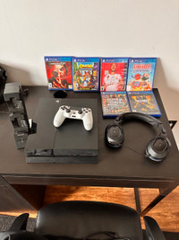 PS4 with headset and games