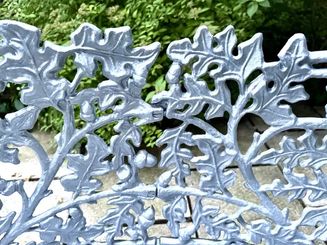 Cast Iron Oak Leaf Motif Bench & Glass Garden Patio/Cafe  in Patio & Garden Furniture in Norfolk County - Image 8