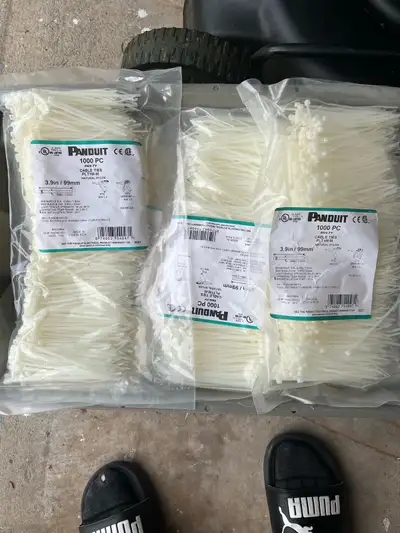 3.9” zip or cable ties 18lb strength  1000 in each bag, View more
