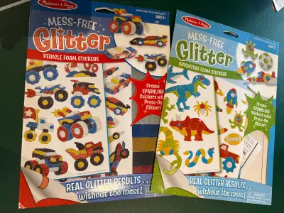 1) Melissa and Doug mess free stickers. Vehicles (not used) and Adventure ( 1/3rd used). $5 for both...