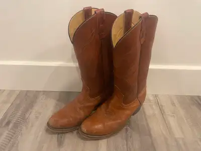 Good used condition, real leather. No brand name listed anywhere, and not exactly sure of the size....