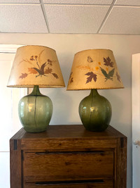 Dornbursh Rare Large Pressed Flower Lamp Set Dame Jeanne Glass