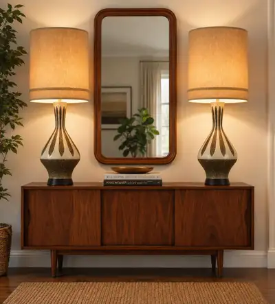 rare pair of vintage MCM creative Quartite lamps , View more