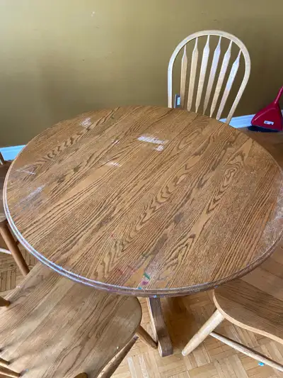 Solid wood  circle  table with four chairs, View more