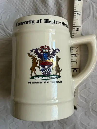 Vintage 1980s UWO University of Western Ontario full size 6in commemorative collectible BEER STEIN M...