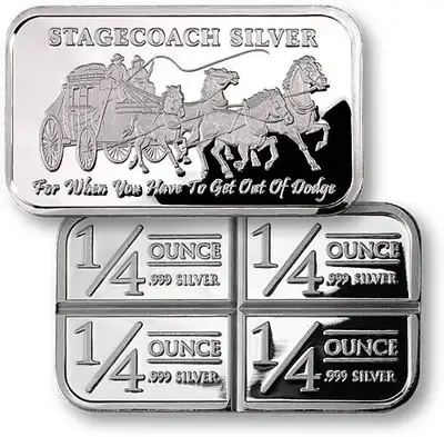 Bar en argent/silver bullion stagecoach divisible 1 oz .999, View more