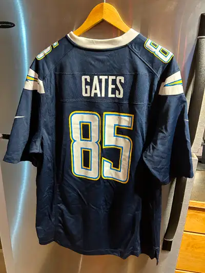 Wore once. San Diego Chargers Antonio Gates #85 jersey replica.