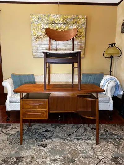 Mcm Danish teak desk $575 and chair you know we, View more