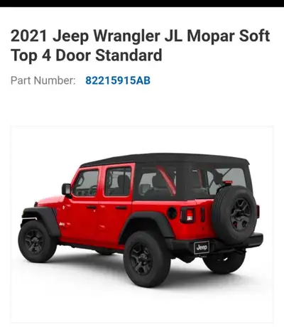 This is a genuine Mopar Sunrider soft top designed for 2018-2026 4-door Jeep Wrangler models, curren...