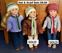 18" Doll Hat & Scarf Sets