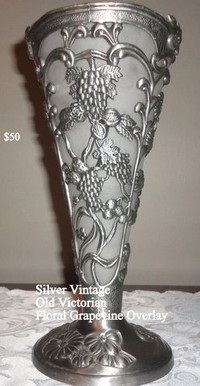 Vintage Items - Silver Vases , Wine Bottle Holders  Etc