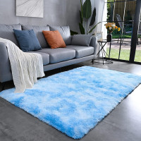 Carpet rug fluffy/Tapis moelleux neuf 5.3x6.5pds -Bleu claire