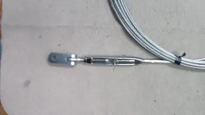 1 x 19 Stainless 316 wire rope 5/16" diameter, with turnbuckle, and 1/2" threaded stud with toggle o...