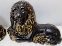 GEORGIAN lion sculptures VERY RARE recumbent CAST IRON Gilt pair