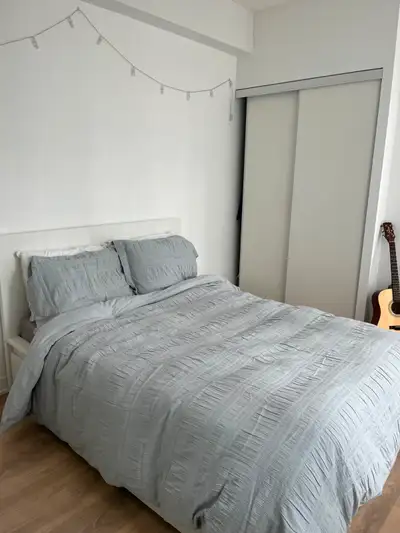 White Malm double/full bed frame with 4 drawers, great for storage! Perfect condition (no dents or s...