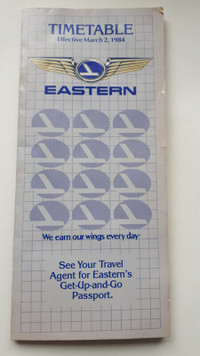 Timetable Vintage Eastern Airlines