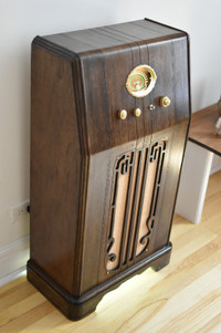 Original antique radio cabinet