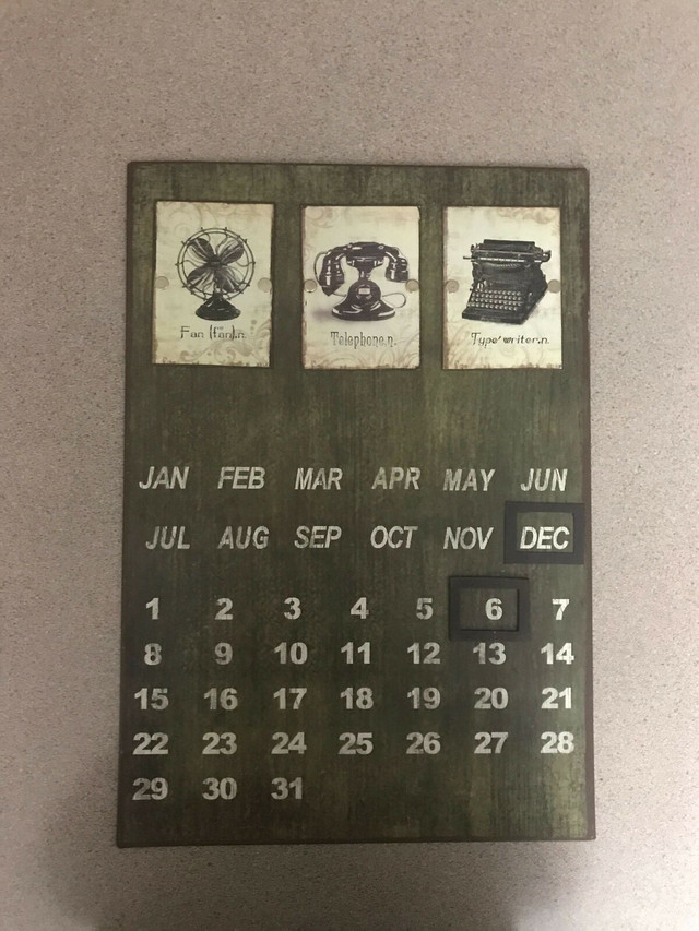 Metal Calendar (11” X 16”) Month/Date-Reusable Calendar in Arts & Collectibles in Bedford