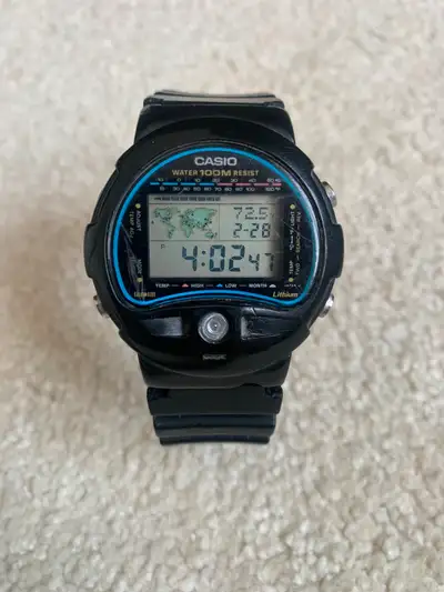 Rare,vintage Japan Made early 1988 Casio module 815 TS-100,Thermometer,100 m water resistant multifu...