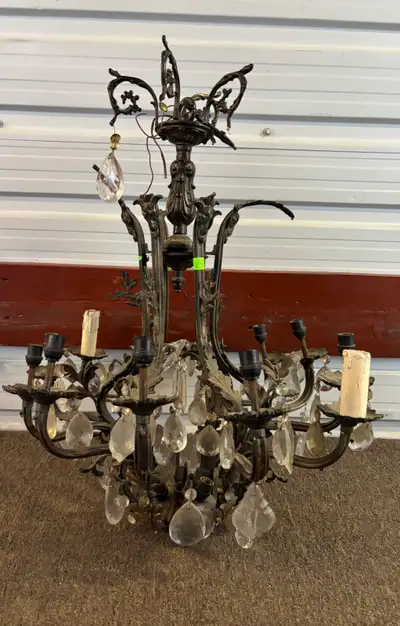 Heavy Bronze Distressed Antique Chandelier (needs restoration), View more