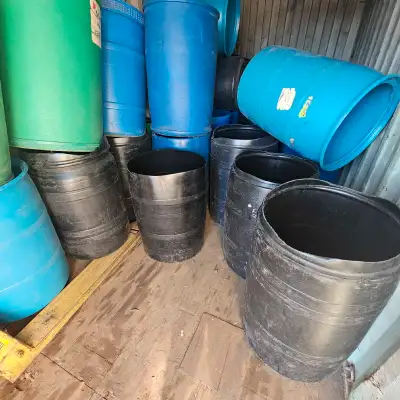 Rain Barrels $15 each. Over 20 available Height 3ft. Diameter 21" Pick up near Dixie & 401 5266 Sola...