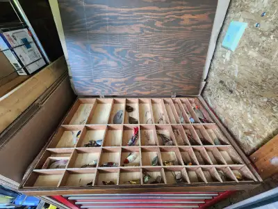 Tackle Box Custom Made Plywood 40 Compartment With Contents, View more