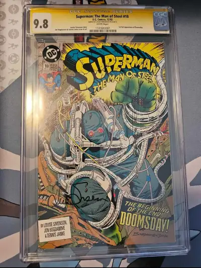 Own a pristine, autographed piece of comic history with this Superman: The Man of Steel #18, graded...