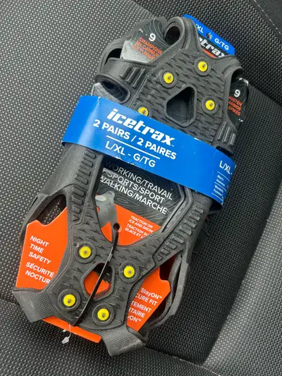 2 New Icetrax Cleats for Boots (L/XL) $25/2 Pairs (FIRM) Product Features • Spikes: 9 ice-piercing t...