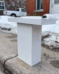 Postmodern minimalist T shaped laminate console table