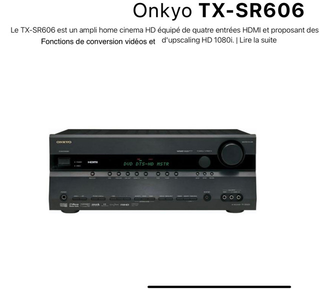 Onkyo TX-SR606 est un ampli home cinema HD équipé . dans Chaînes stéréo  à Thetford Mines