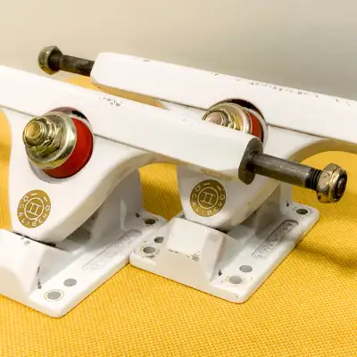 Caliber II 158mm (9") 50° longboard trucks (white & gold), View more