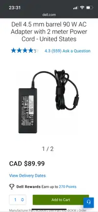Dell 65W - Notebook adapter. Also HP 845 g8 laptop
