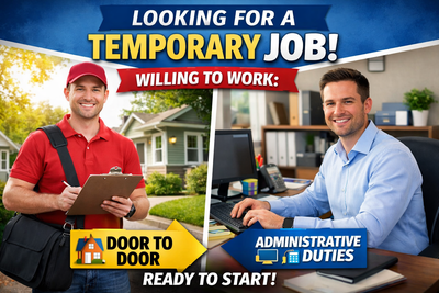 I am looking for a temporary job can do door to door sales, View more
