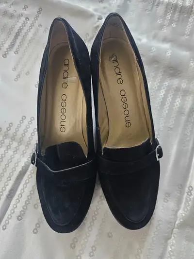 Andre Assous Black Dress Shoe Suede Leather, View more