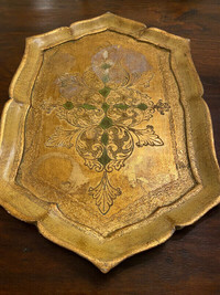 Vintage Italy golden gesso platter