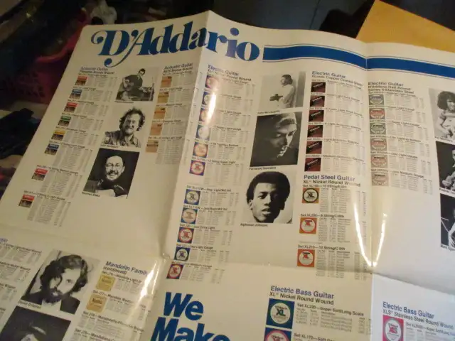 VINTAGE D'ADDARIO STRING SPECIFICATION CHART-1982-83-WALL POSTER64877474486275121