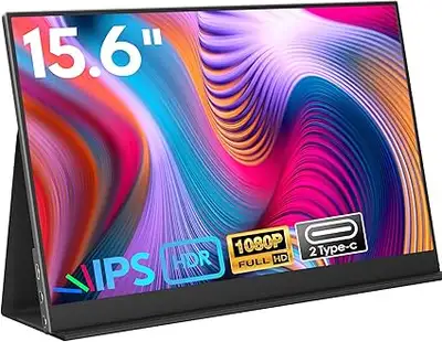 ZSCMALLS Portable Monitor, 15.6" 1080P FHD Laptop Monitor, View more
