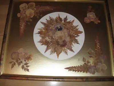 24 x 16 Framed Dried pansies and florals Picture $15., View more