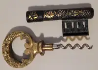 Vintage Skeleton Brass Key Shaped Corkscrew