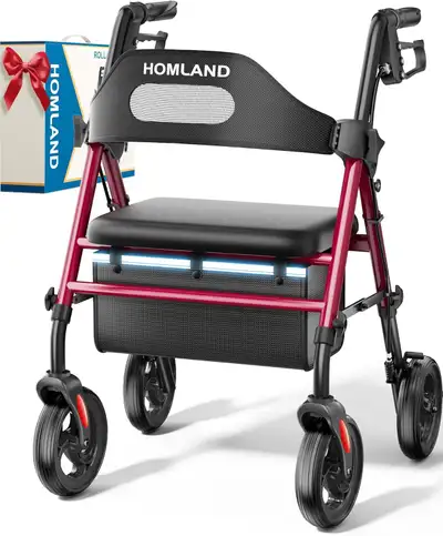 HOMLAND Foldable Rollator Walkers with Seat for Seniors, View more