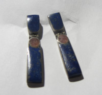 Silver and Lapis Hinged Drop Earrings REDUCED 18$