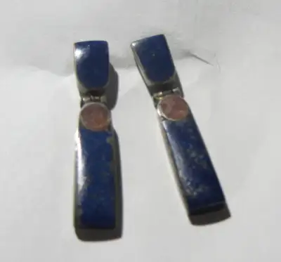 Silver and Lapis Hinged Drop Earrings REDUCED 18$, View more