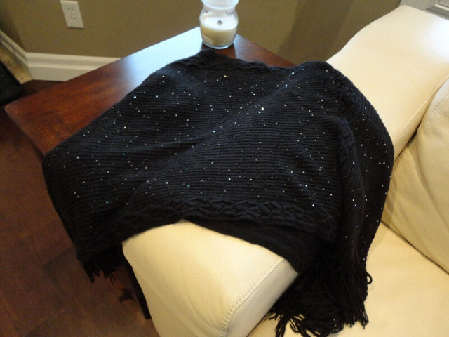 Black with Silver Sequins Lovely Large Shoulder Shawl Poncho in Women's - Other in Kitchener / Waterloo - Image 3
