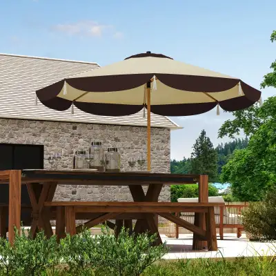 9FT Patio Umbrella Parasol, Beige/Brown Color , View more