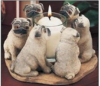 Circle of Pugs, Pug candleholder, Pug votive, Pug dog candle
