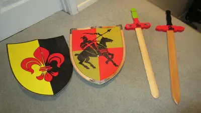 Traditional hardwood sword shield set for, View more