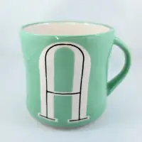 Mug Cup Anthropologie Letter A Initial Coffee Tea Teal Mint Gree